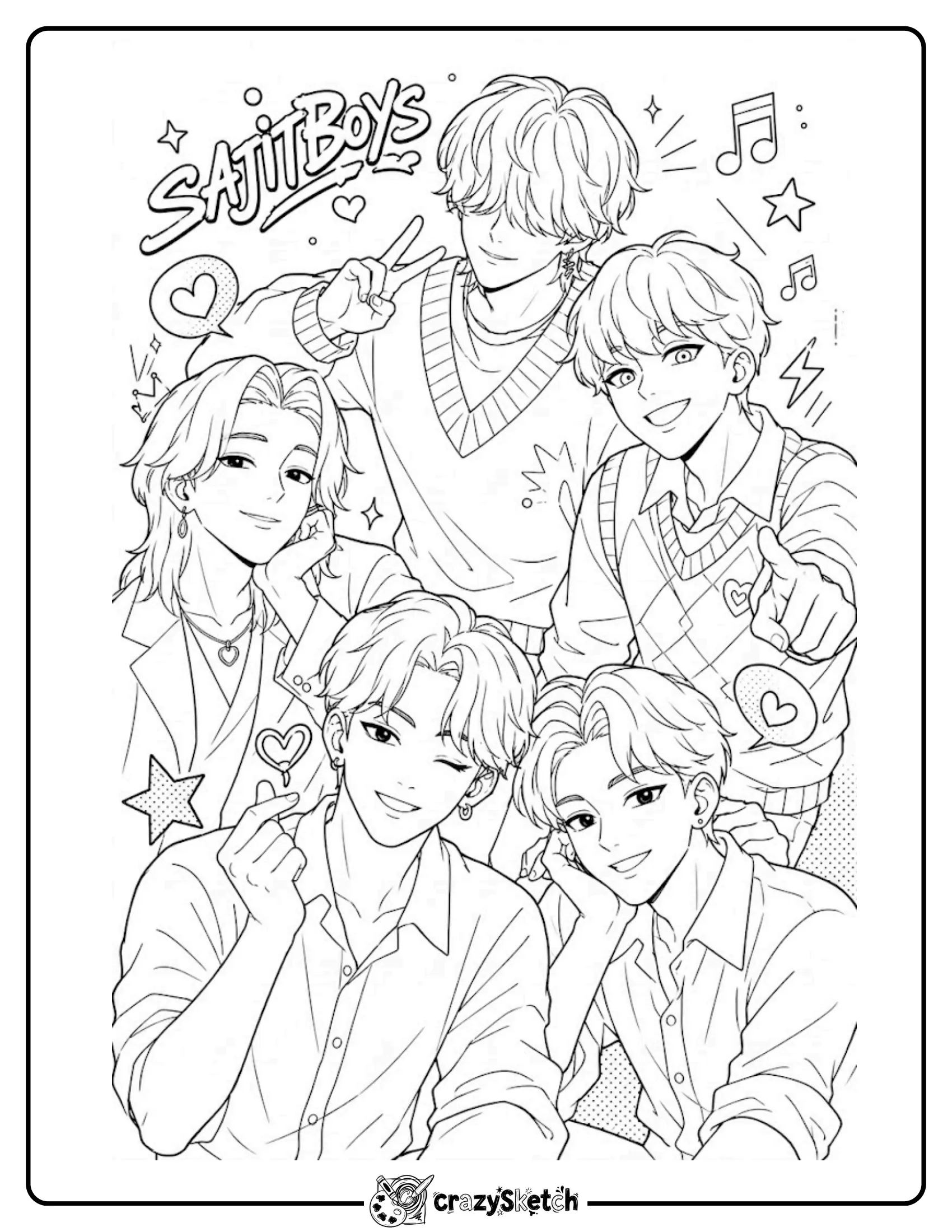 KPop Demon Hunters characters coloring page