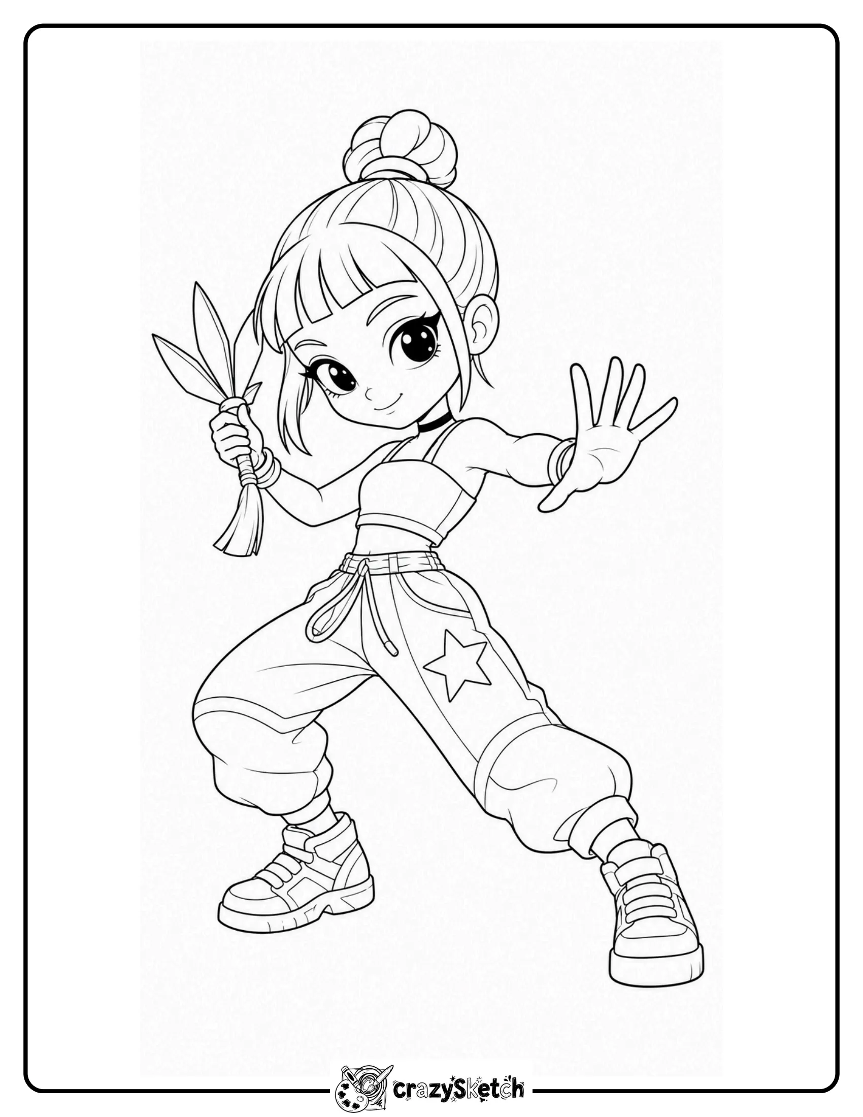 KPop Demon Hunters character coloring page