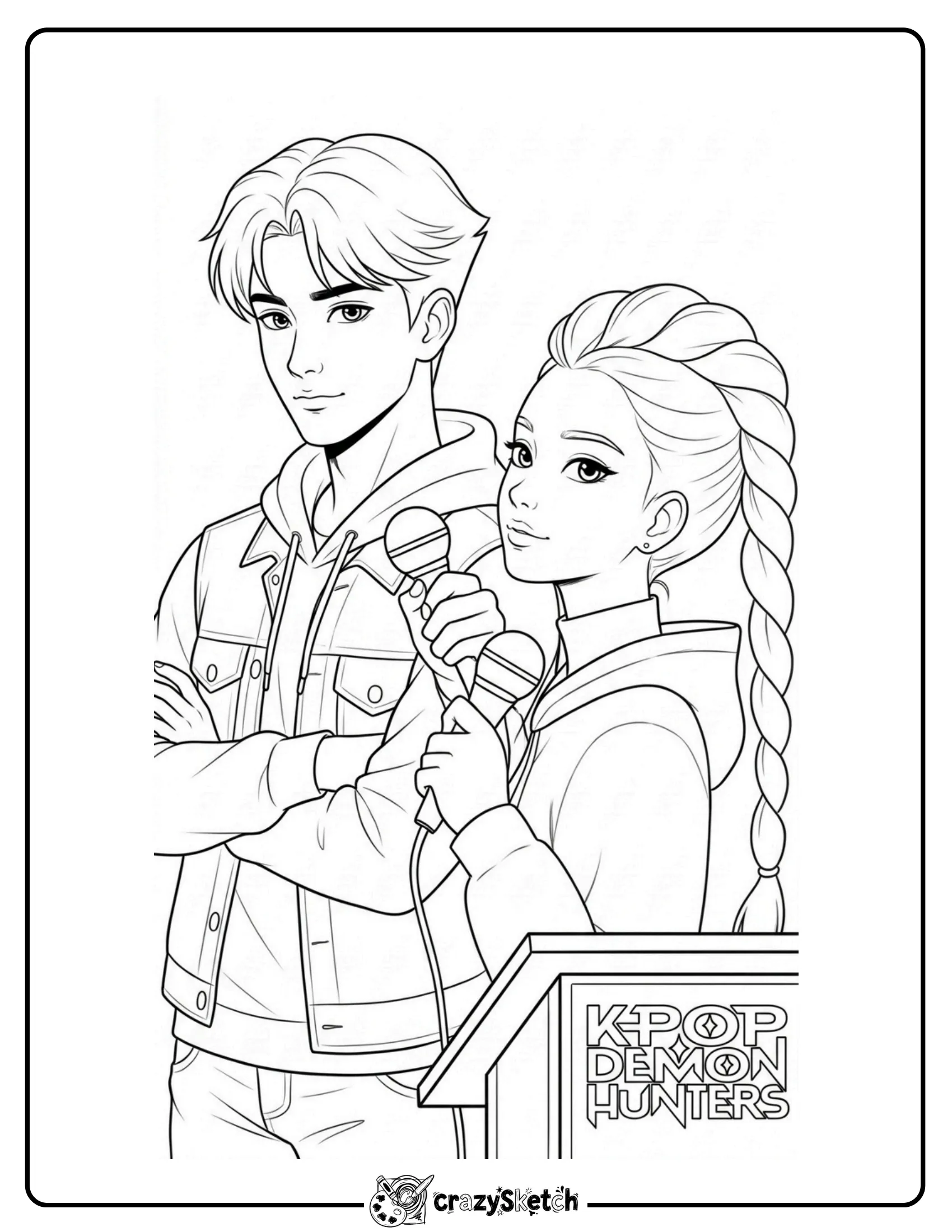 KPop Demon Hunters duo coloring page