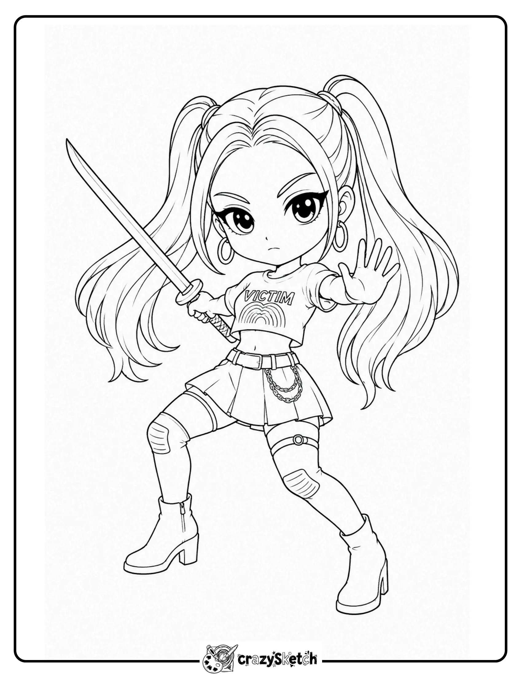 Rumi coloring page from KPop Demon Hunters