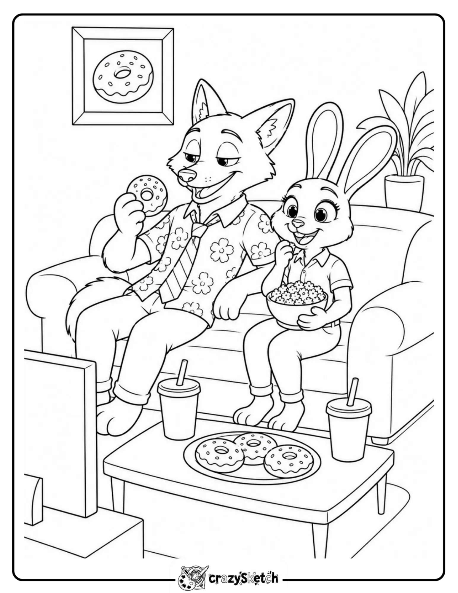 Zootopia group coloring page