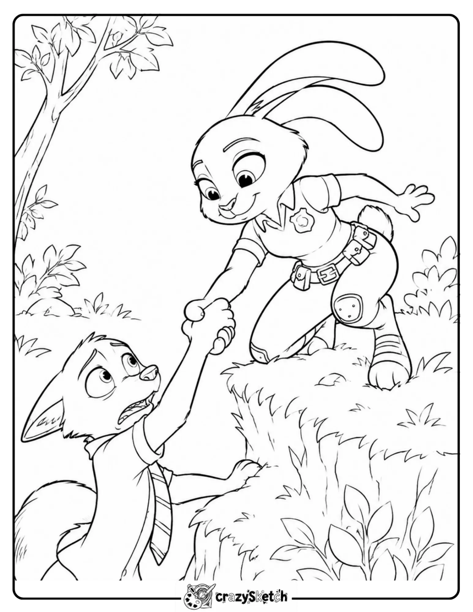 Zootopia character outdoor coloring page