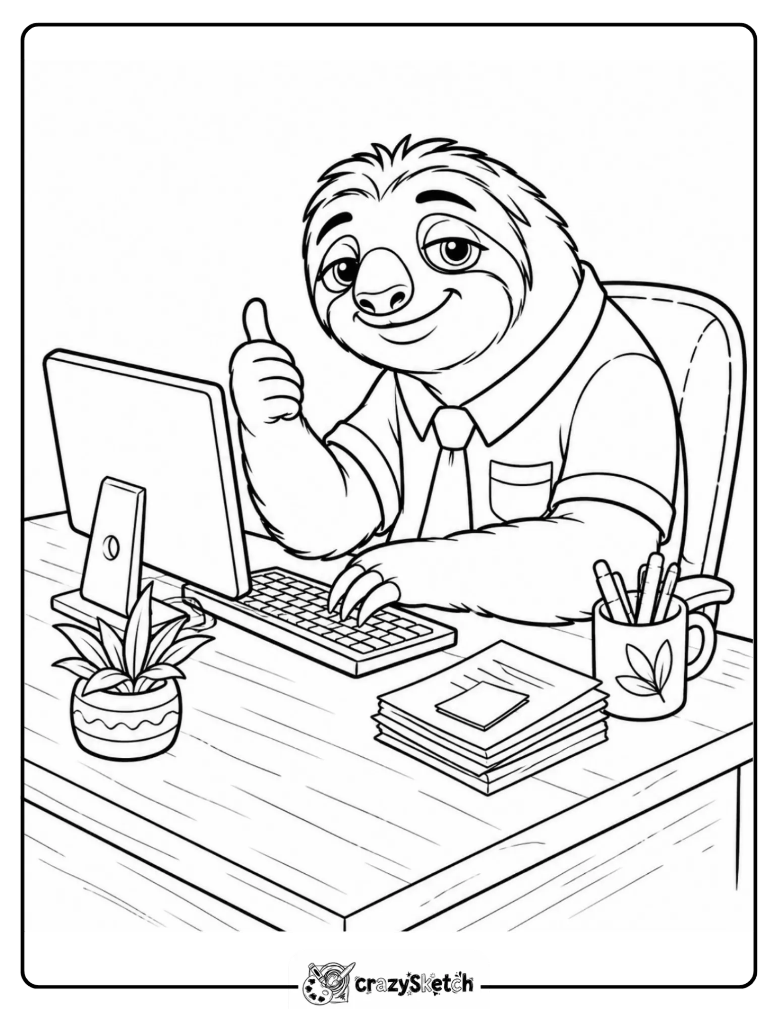 Zootopia character desk coloring page