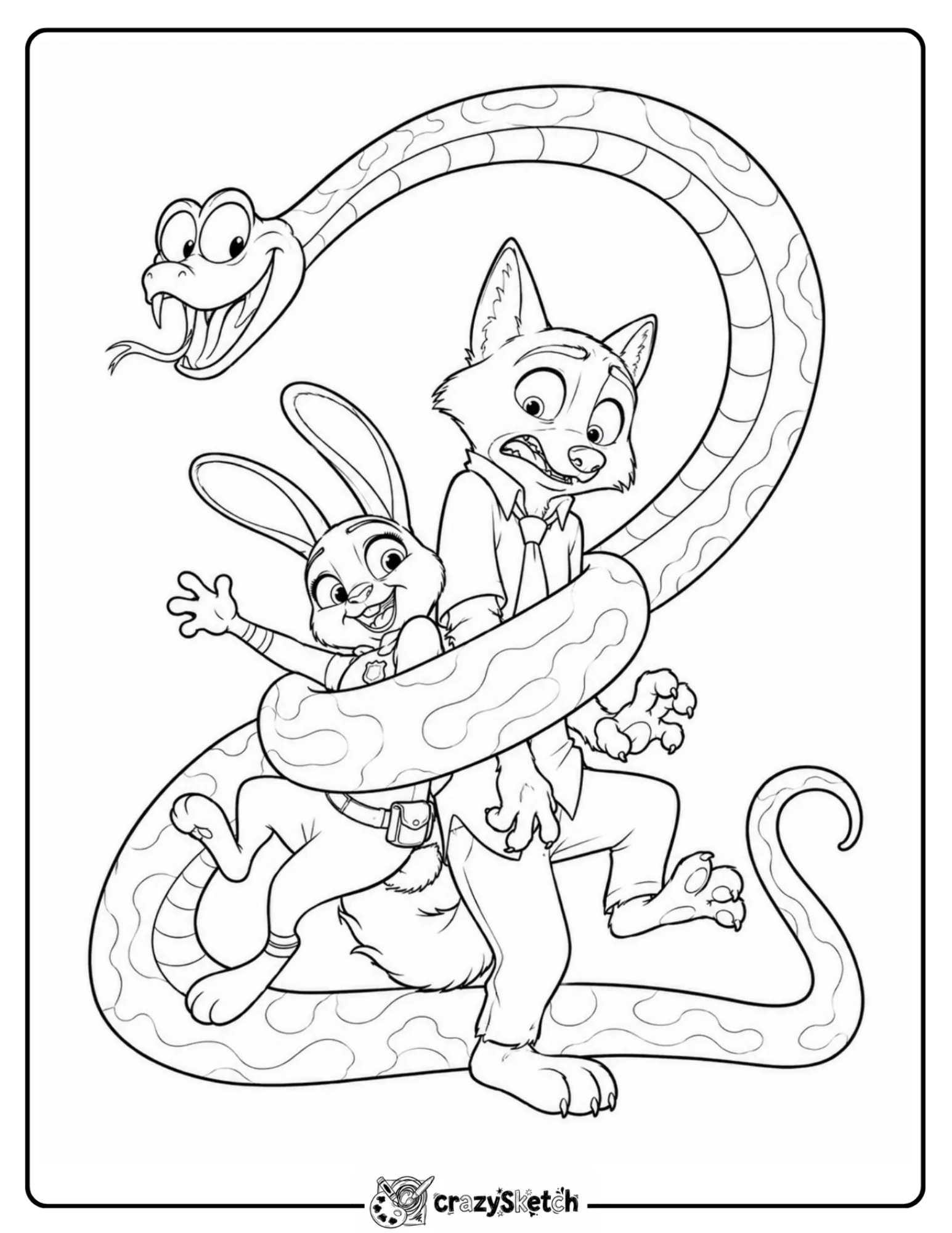 Zootopia character coloring page
