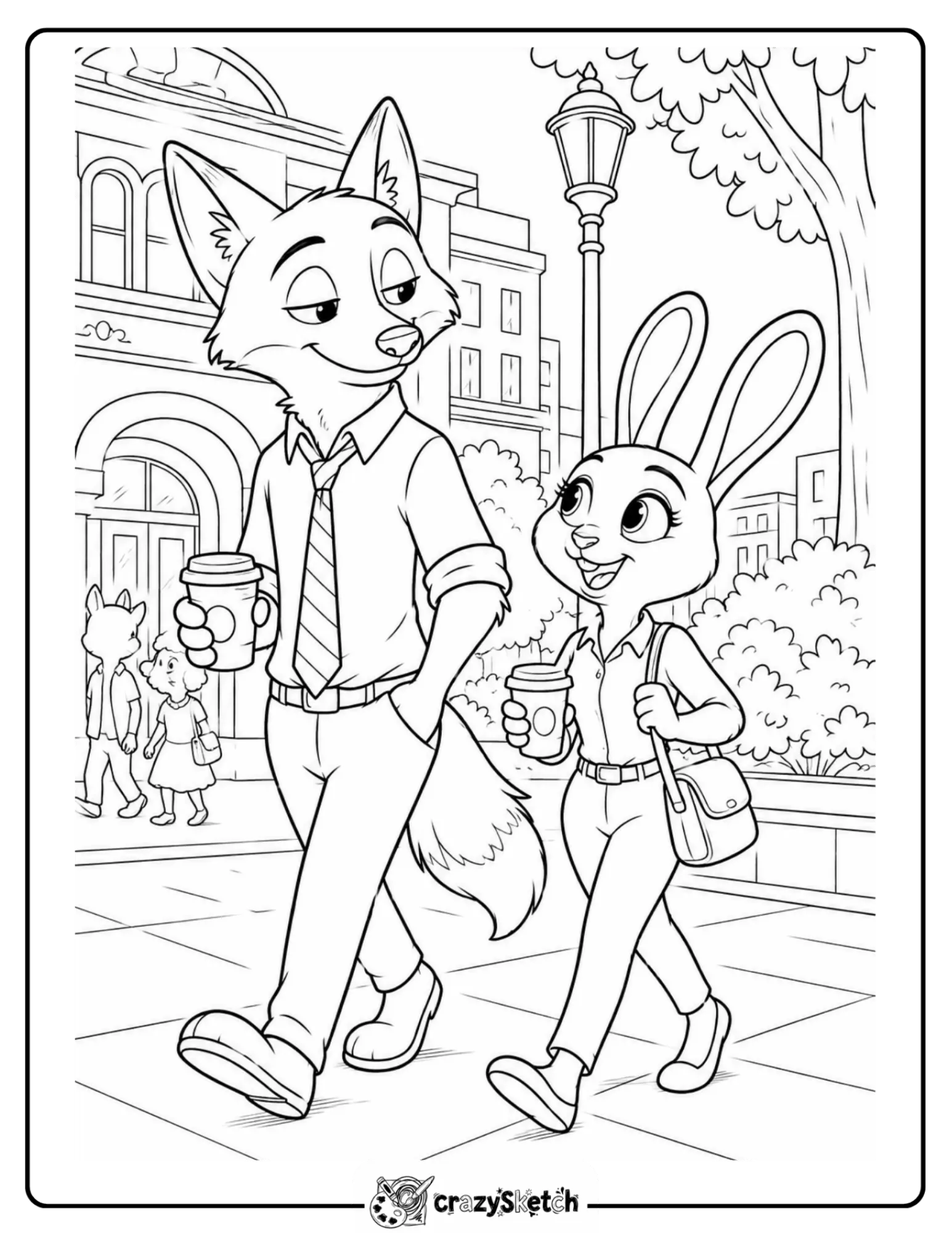 Judy Hopps and Nick Wilde coloring page