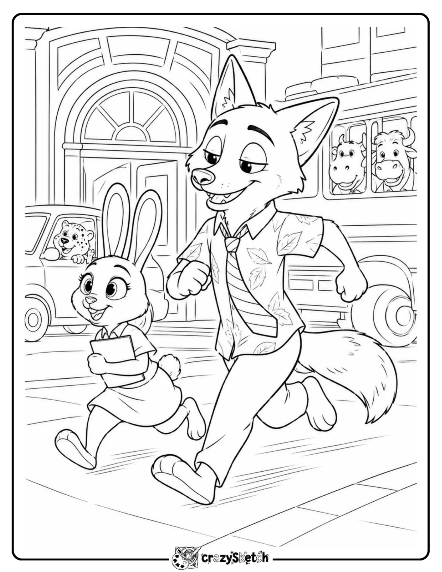 Judy Hopps and Nick Wilde Zootopia coloring sheet