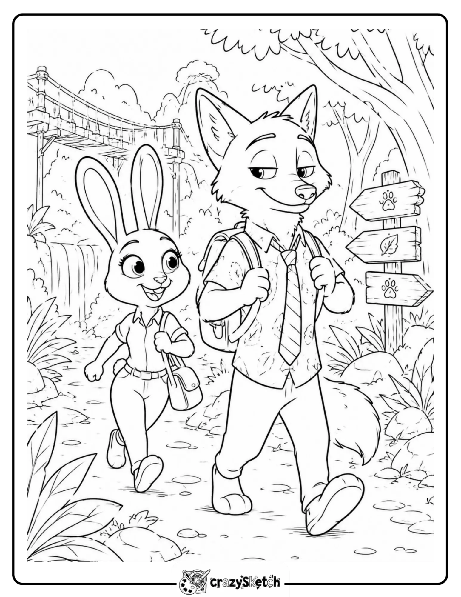 Judy Hopps and Nick Wilde coloring page