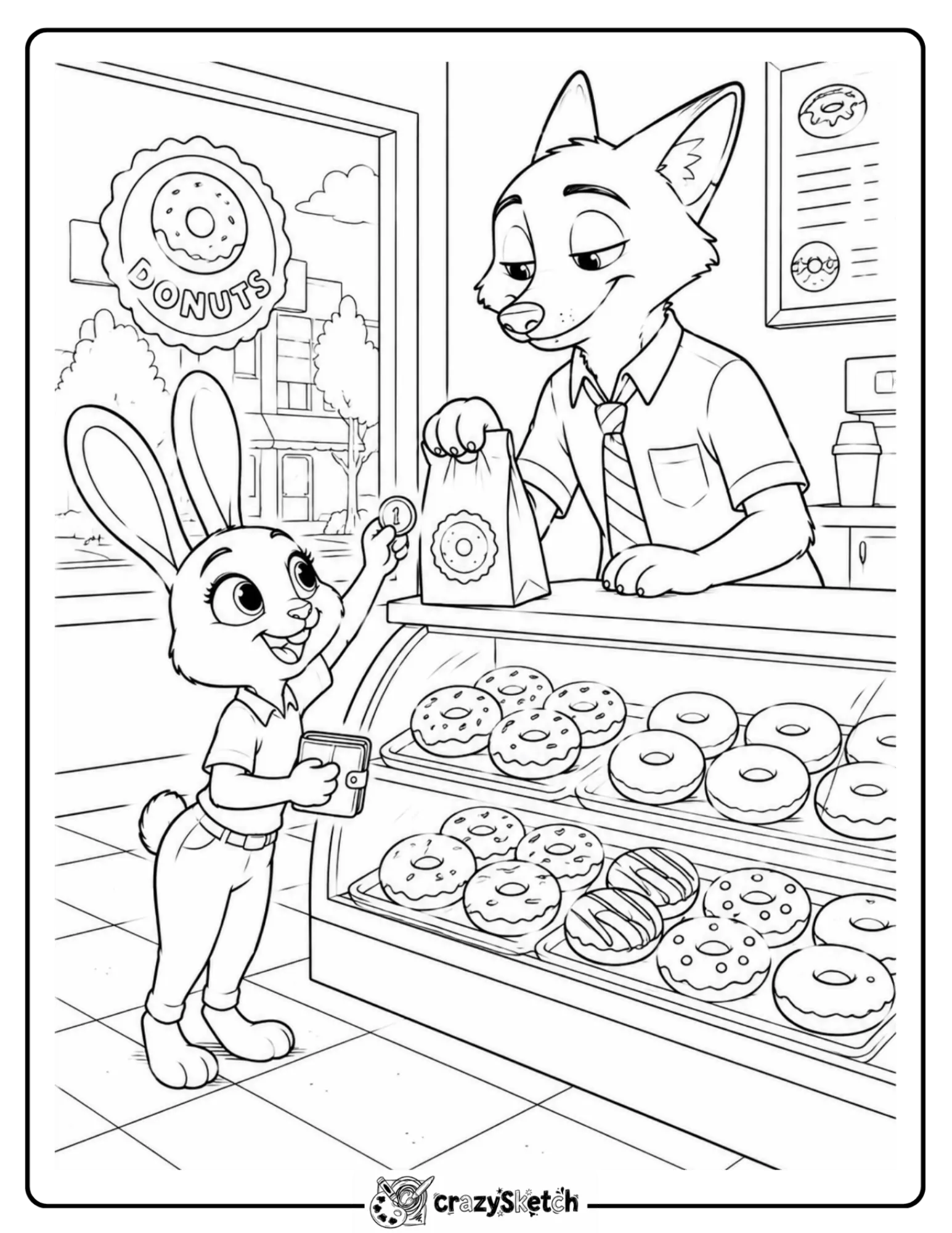 Judy Hopps and Nick Wilde coloring page