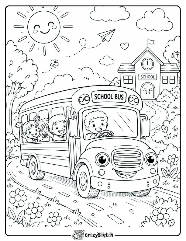 School Bus Back to School Coloring Page