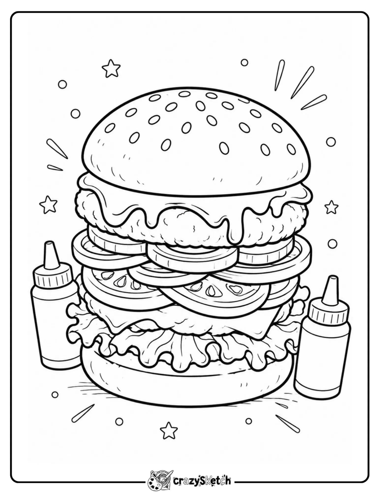 Classic hamburger coloring page