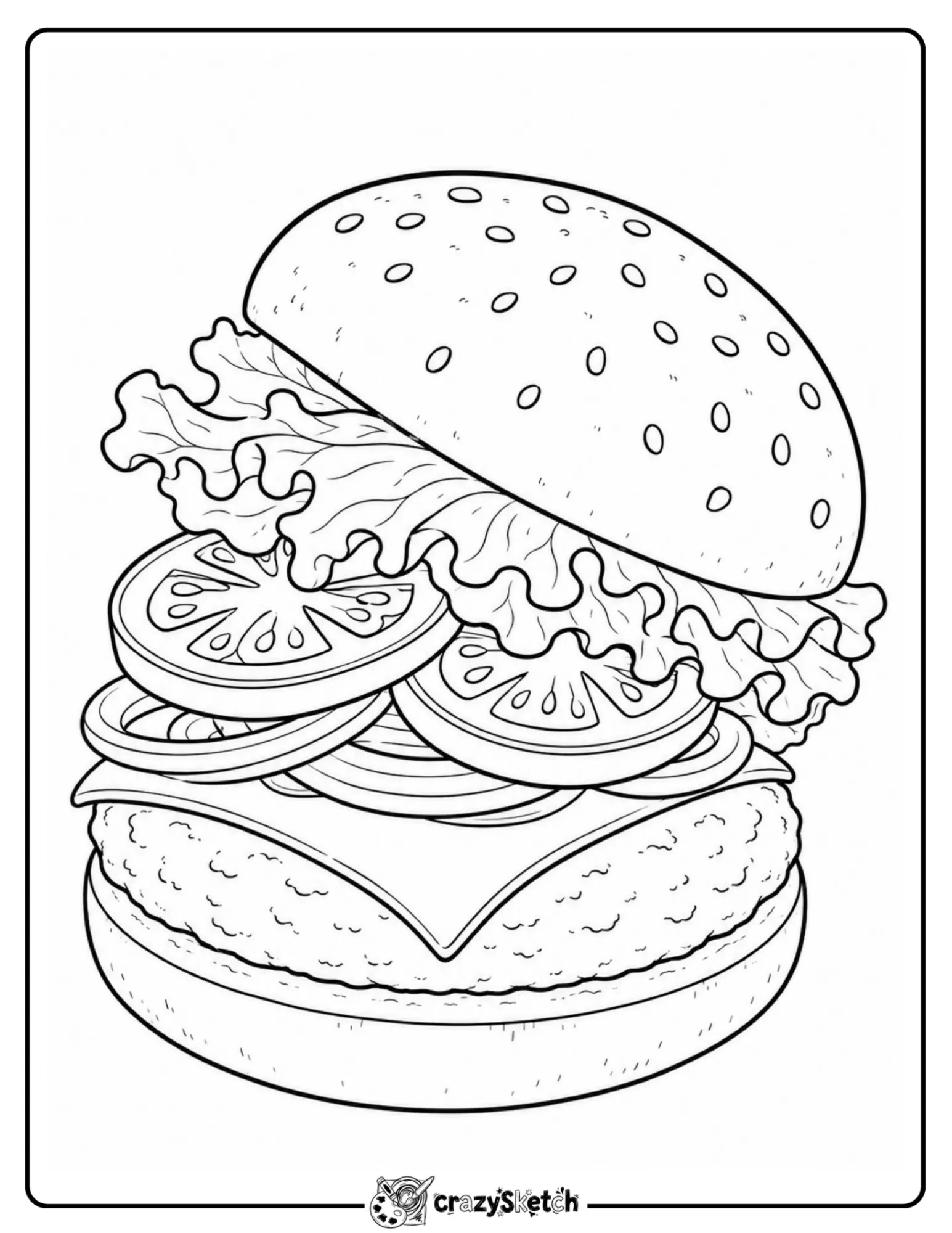 Big hamburger coloring page