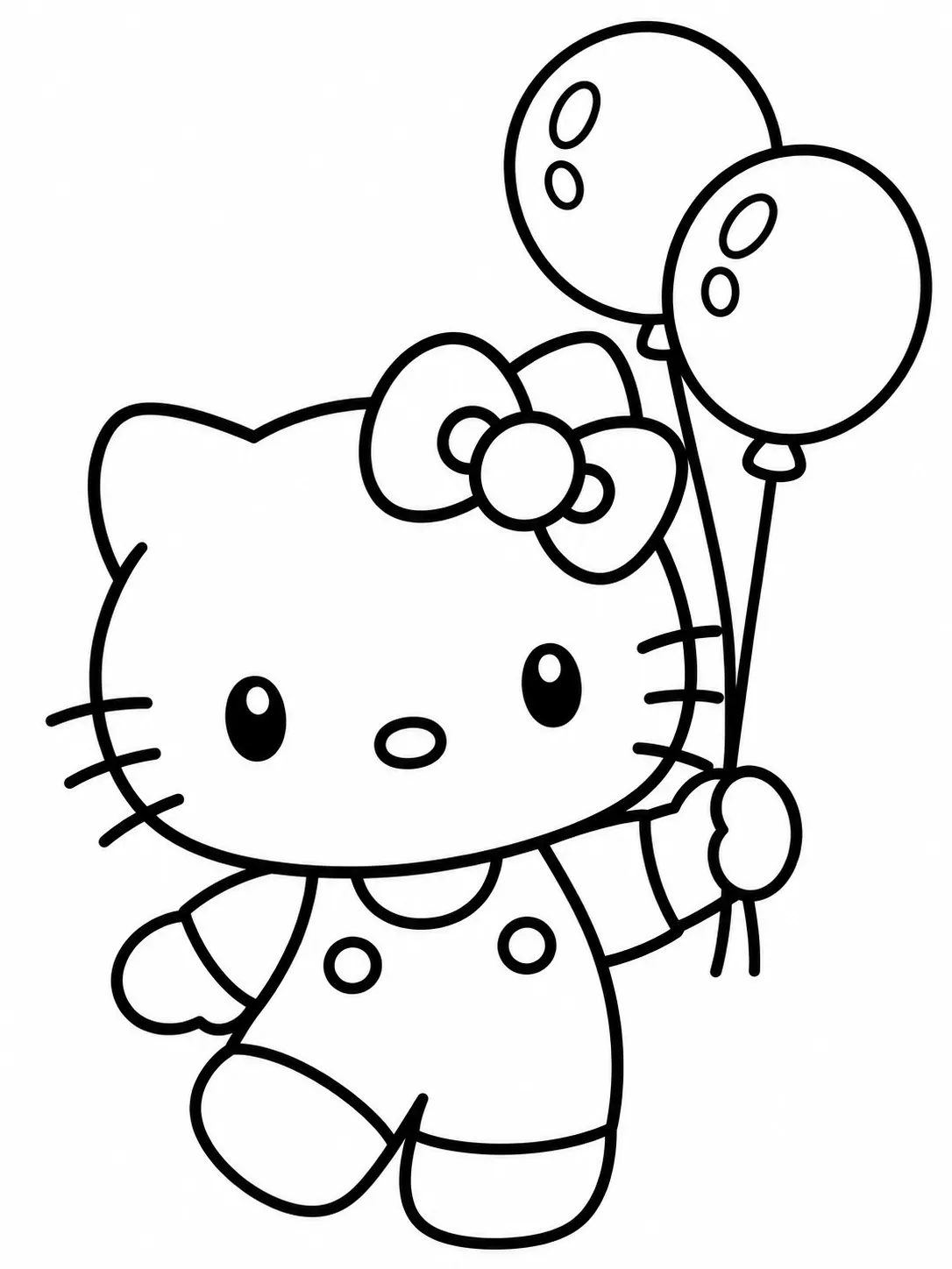Hello Kitty coloring page with balloons