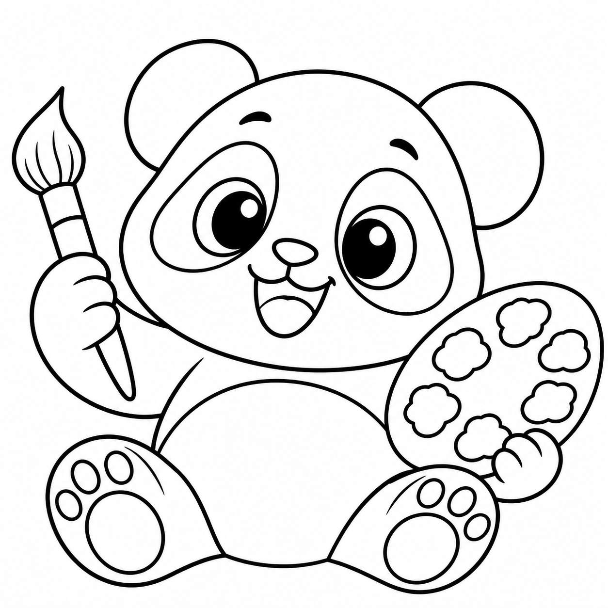 Colored panda coloring page